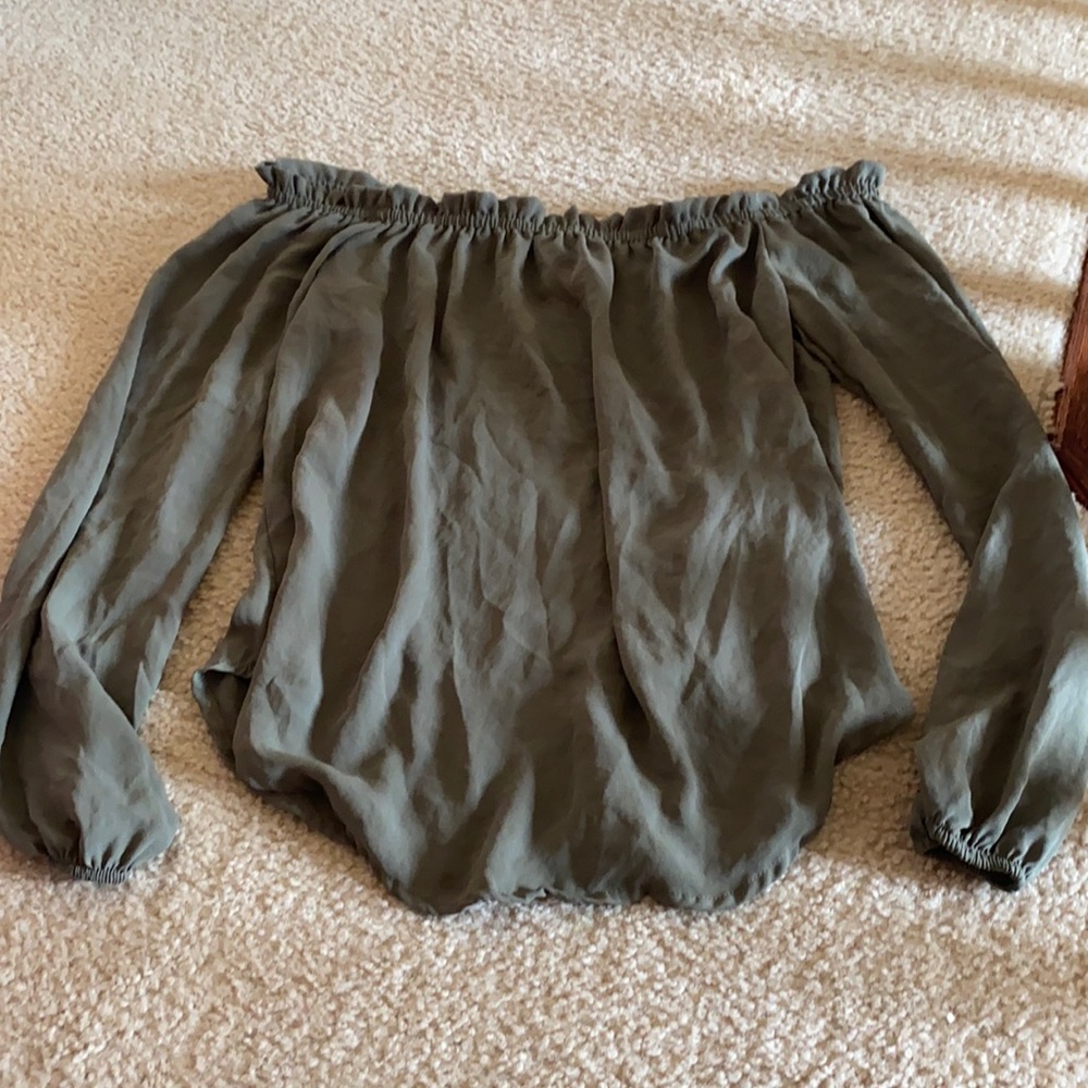 Olive Green Off the Shoulder Top
